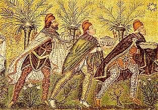Mosaiken kan ha sett ut som den i Sant Apollinaire Nuovo in Classe i Ravenna som är från 550